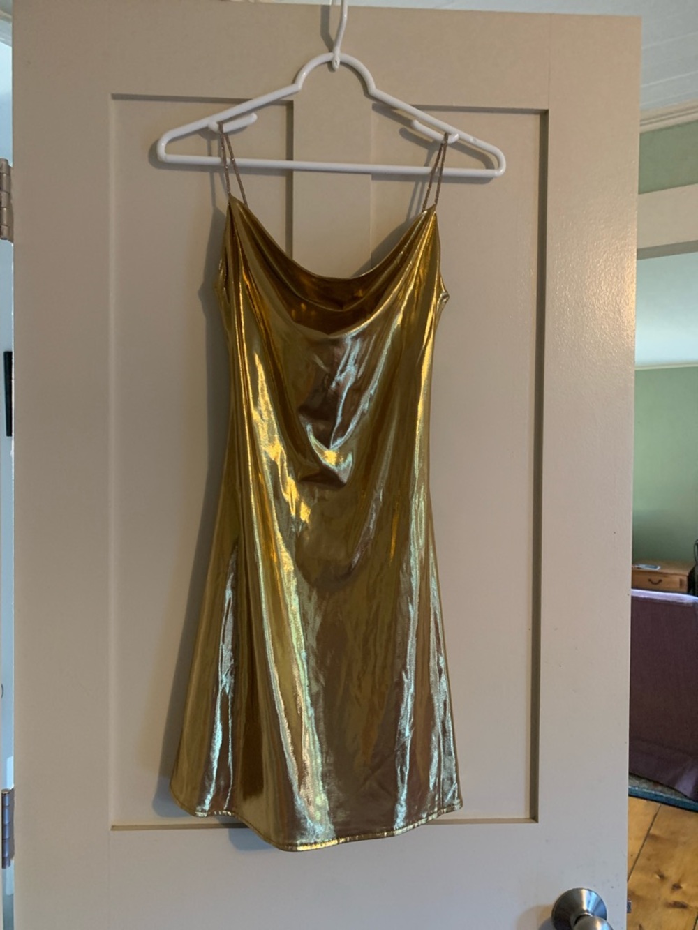 Commense Shimmery Gold Cowl Neck Slip Camisole